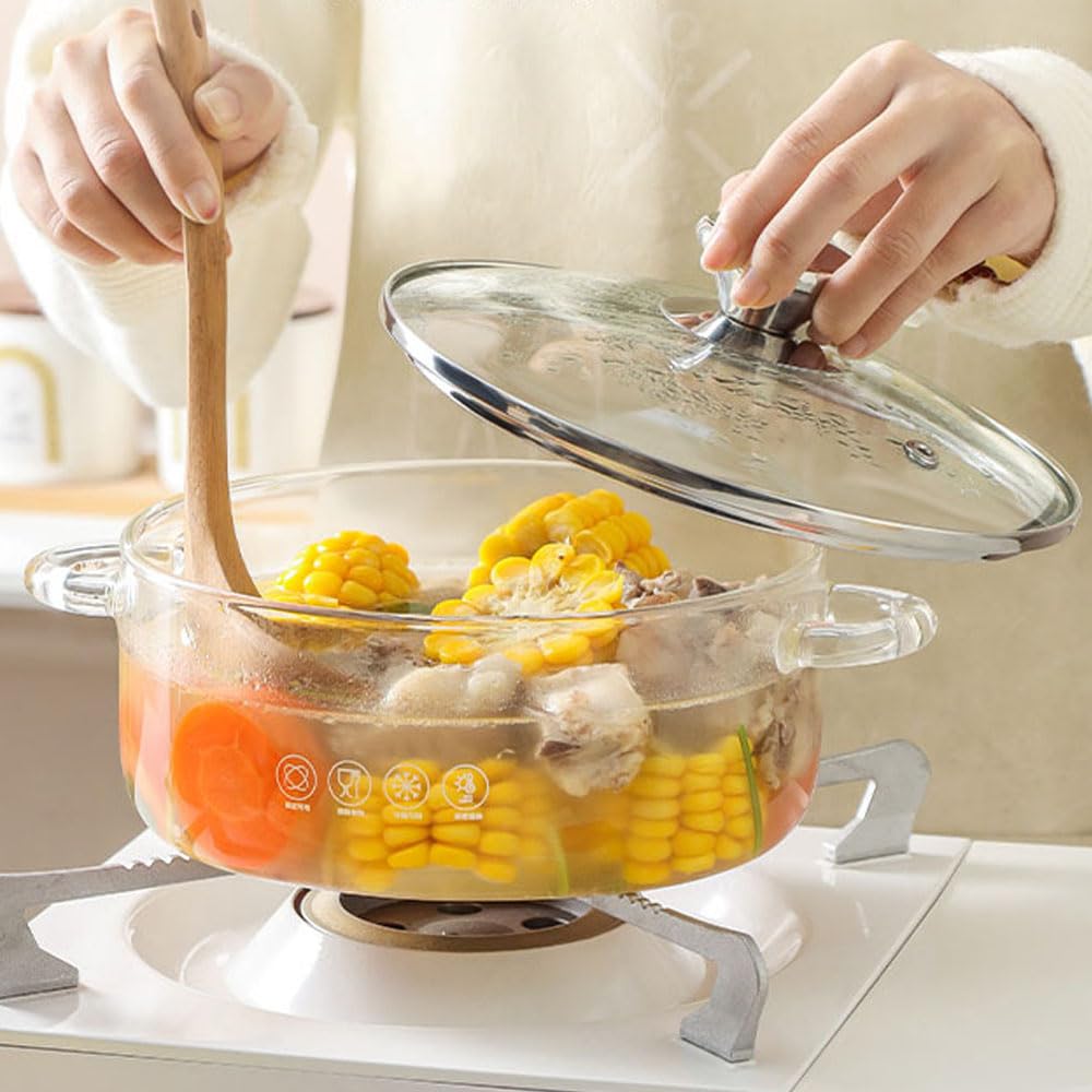 Olla de Vidrio con Tapa de Cristal, 1500ML