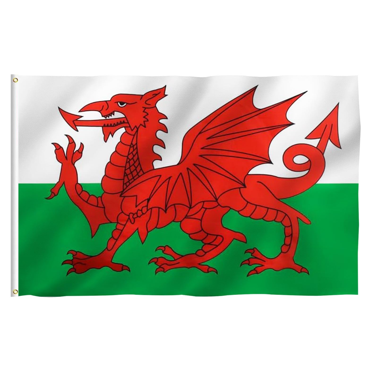 5ftx3ft Wales Flag with Eyelets for Fifa World Cup Football 2026 Decorations, Large Double Side Welsh Flag for Eurovision Euro Football Garden Street Indoor Outdoor Wales Party Supplies