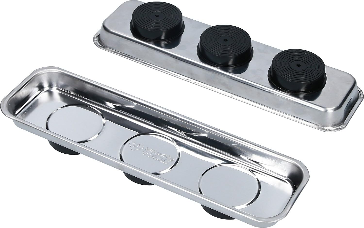 BRILLIANT TOOLS BT691155 Vassoio magnetico/vaschetta in acciaio inox 65 x 226 mm, 2 pz [Powered by KS TOOLS]