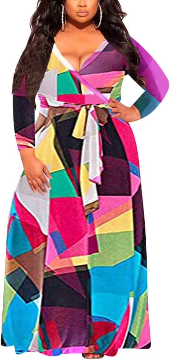 WUSENST Women's Casual Adjustable Spaghetti Strap Maxi Dress Plus Size Sundresses with Pockets