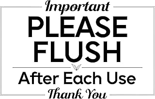 Important Please Flush After Each Use Thank You 4x6 Acrylic Sign–Bathroom Etiquette Reminder For Restroom Wall Decor In Rental House, Condo,Or Apartment–Durable Notice With High Quality Strips -1 Pack