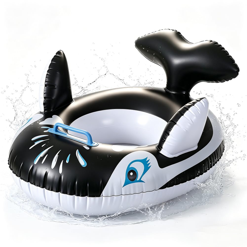 Shark Swimming Ring, Baby Swimming Float Inflatable, Animal Inflatable Seat Swimming Ring, Swimmings Pool Bathing Accessories for Children, Summer Beach Water Party Toys Black, Gift for Boys Girls