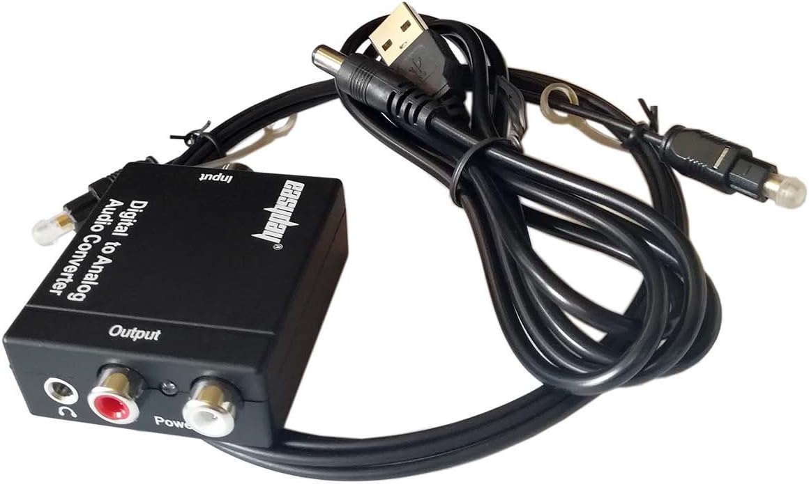 Easyday Digital Coax and Optical Toslink to Analog Audio Converter Support 3.5mm Output Jack