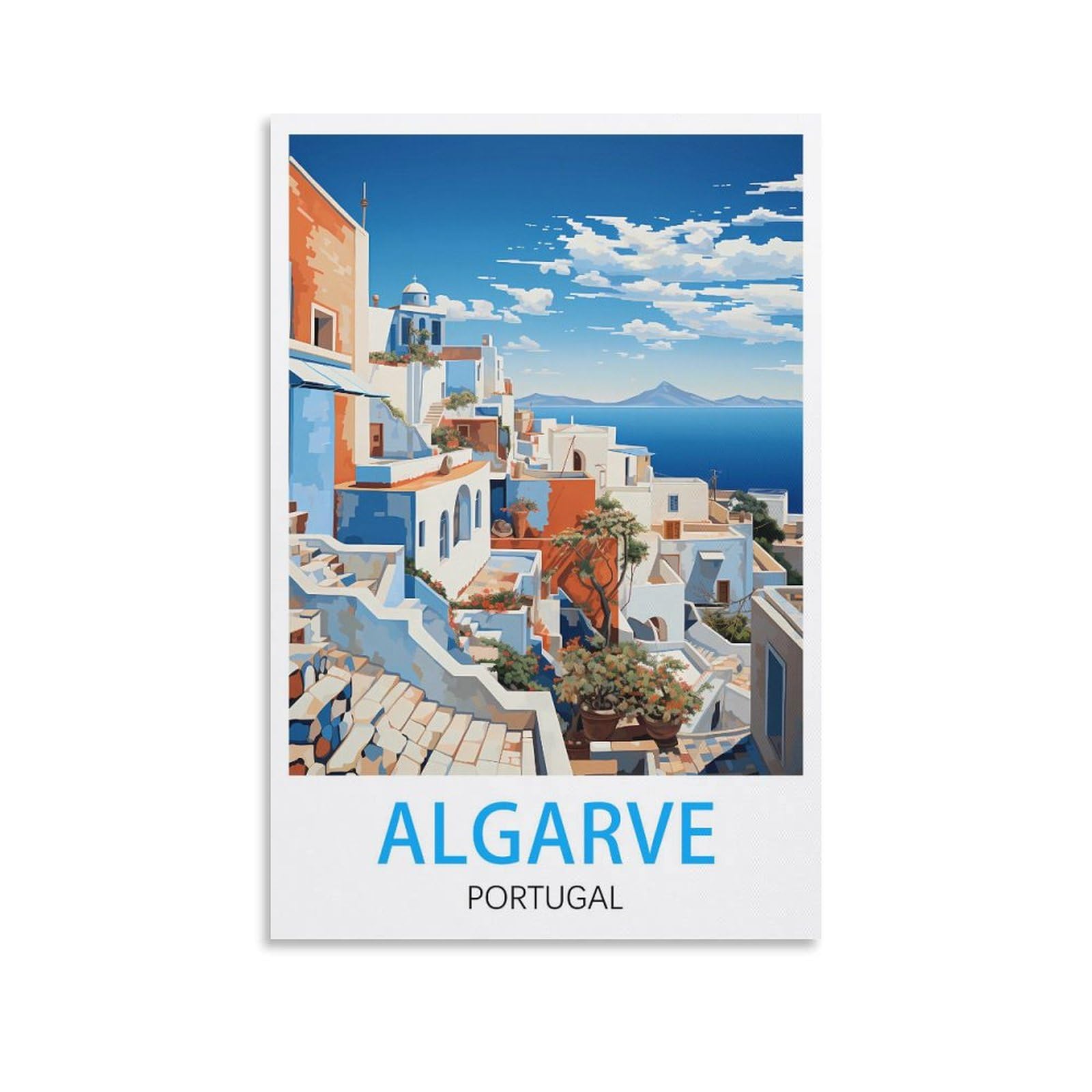 Metal Tin Sign Plaque Poster Algarve Portugal Personalized Vintage Style Retro Tin Sign Custom Sign for Wall Outdoor, Indoor, Street, Office 15x30cm