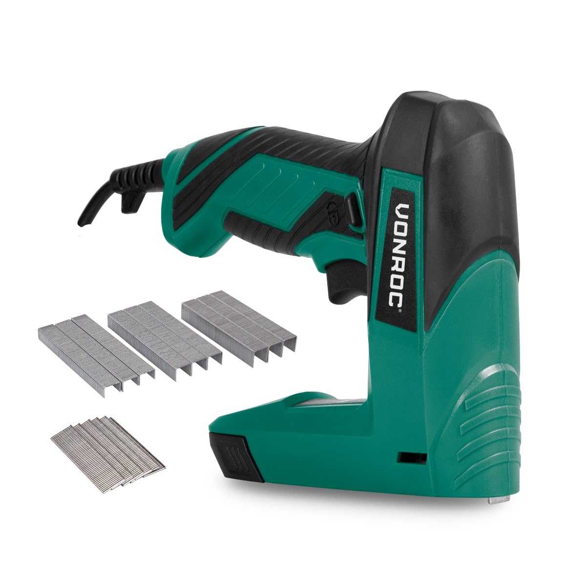 VONROC Graffatrice/Chiodatrice Elettrica ET502AC con 900 Graffe e 300 Chiodi Inclusi - Design Compatto e Sicuro