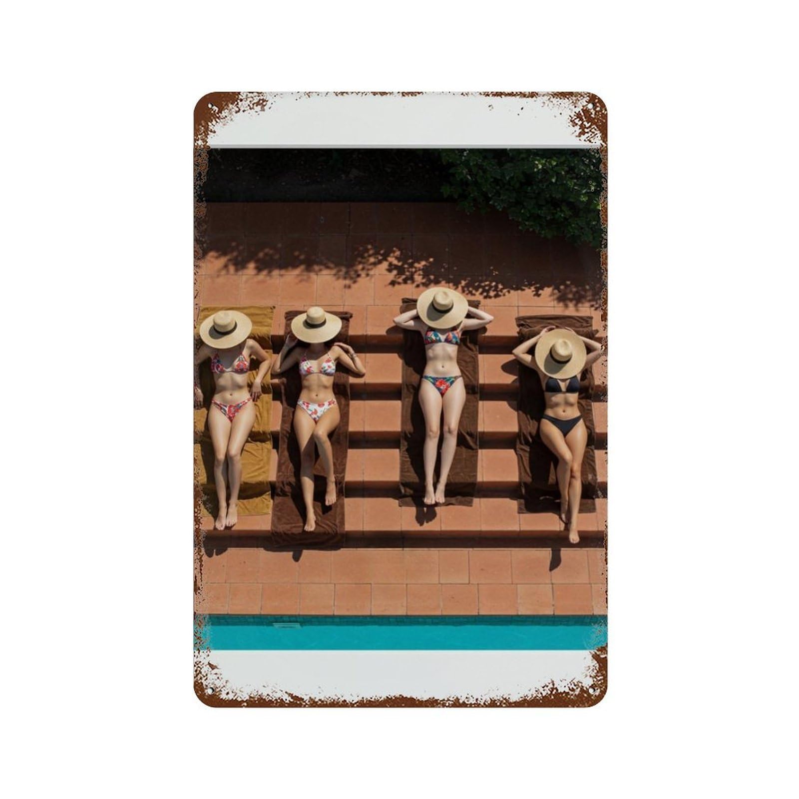 xiaoxiaoshen Girls Sunbathing, Photography S Wall Decor Art Metal Tin Poster Modern Home Decor Art Home Bar Shop Decorations Vintage Sign 30x20cm