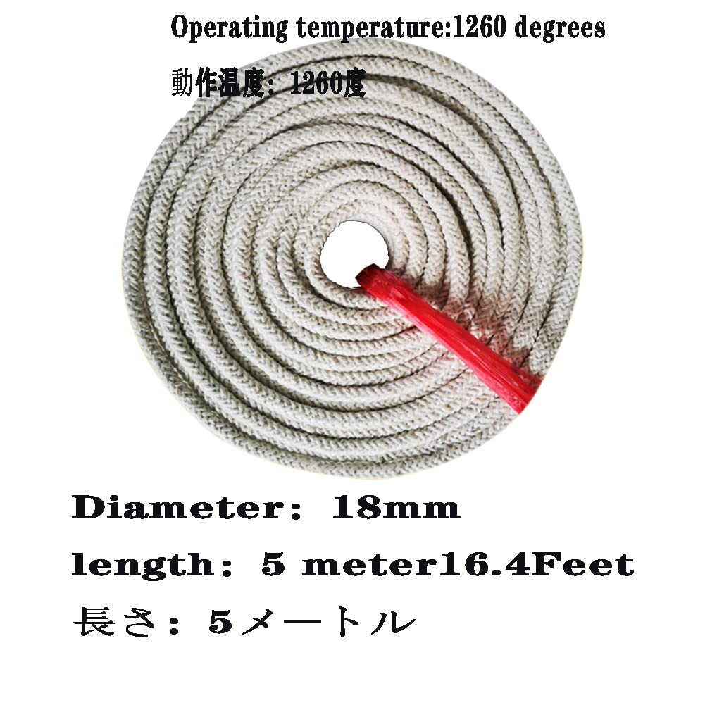 Striscia di tenuta in fibra ceramica per caldaie e forni, sigillatura di guarnizioni ad alta temperatura, diverse opzioni (diametro 18 mm x 5 metri)