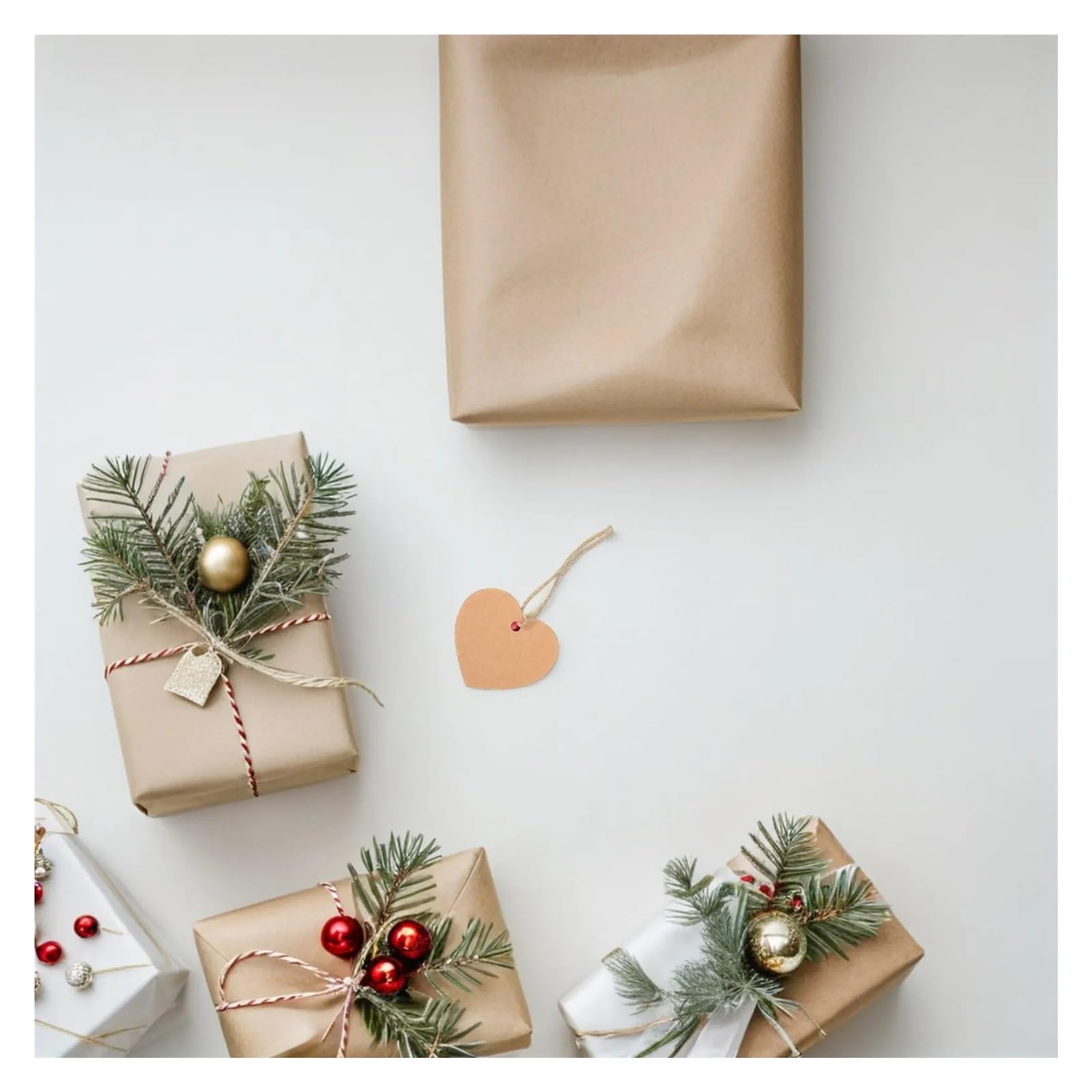 Lot de 500 étiquettes de prix avec ficelle en papier kraft en forme de cœur à suspendre pour mariage, anniversaire, fête, emballage cadeau, sac pour affichage de prix
