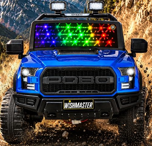 Image of Wishmaster Driving 4 Motor EV Cars for 1, 2, 3, 4, 5, 6, 7, 8 Years Boys & Girls | Remote + Steering + Mobile App Control | Kids Jeeps (Medium Size F-Raptor [1-8 Year Kids])