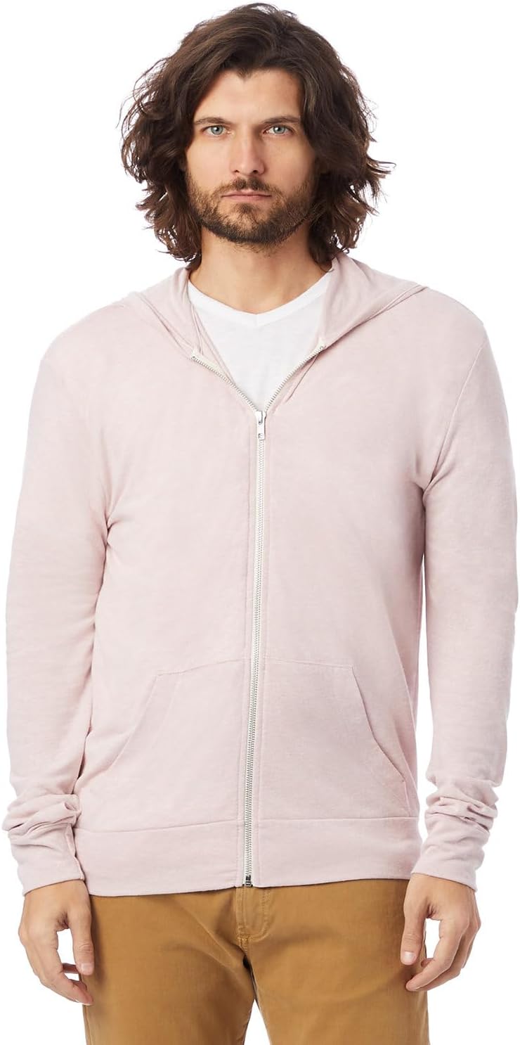Alternative Men's Hoodie, Eco Zip Up Camo Triblend Jersey Hooded Sweatshirt