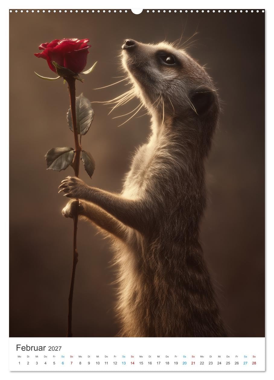 Wächter der Wüste (hochwertiger Premium Wandkalender 2027 DIN A2 hoch), Kunstdruck in Hochglanz: Perfekt für alle Tierfreunde, Erdmännchen Fans und ... Lächeln gönnen möchten. (CALVENDO Tiere)