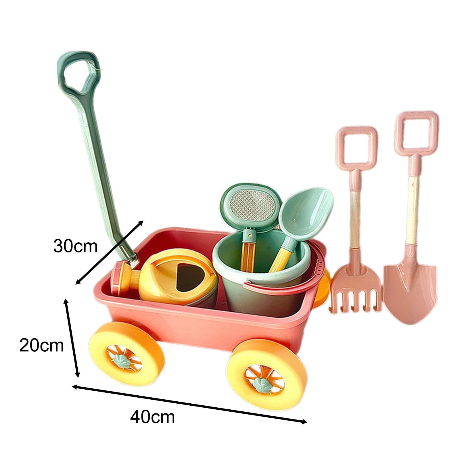 Set da Giardino per Bambini con Carretto, Ruota da Sabbia E Secchiello per L'acqua, Rosa