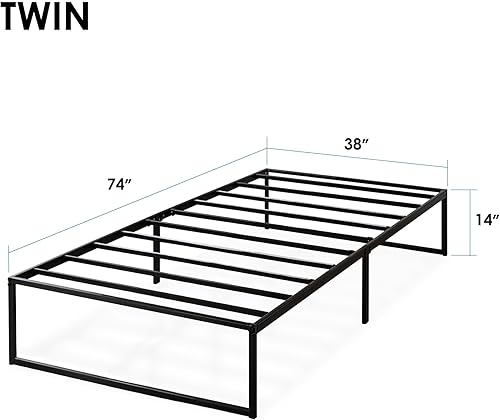 Miniatura 17 de Mellow MYLA - Marco de cama de plataforma de metal de 14 pulgadas con listones de acero, tamaño matrimonial