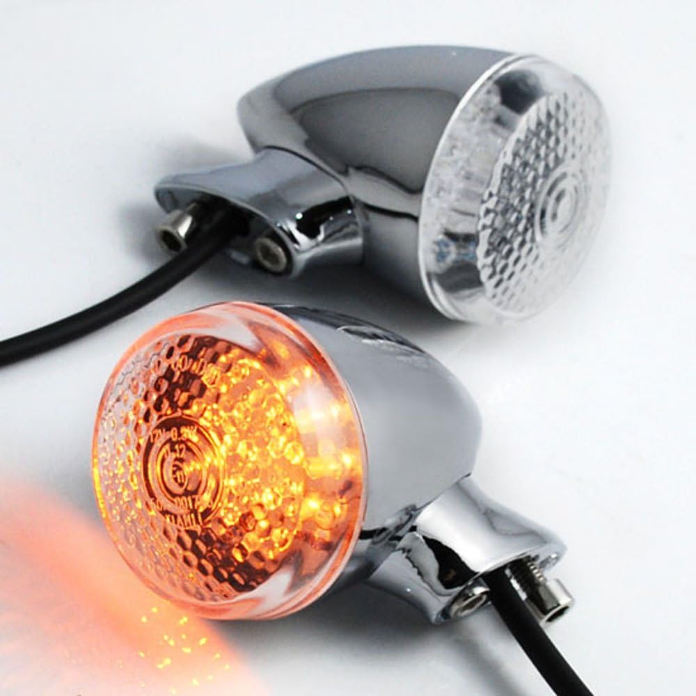 Astra Depot Front Rear Motorcycle 20-LED Turn Signal Light Lamp Indicator Blinker 41mm Clamp (Chrome/Clear)