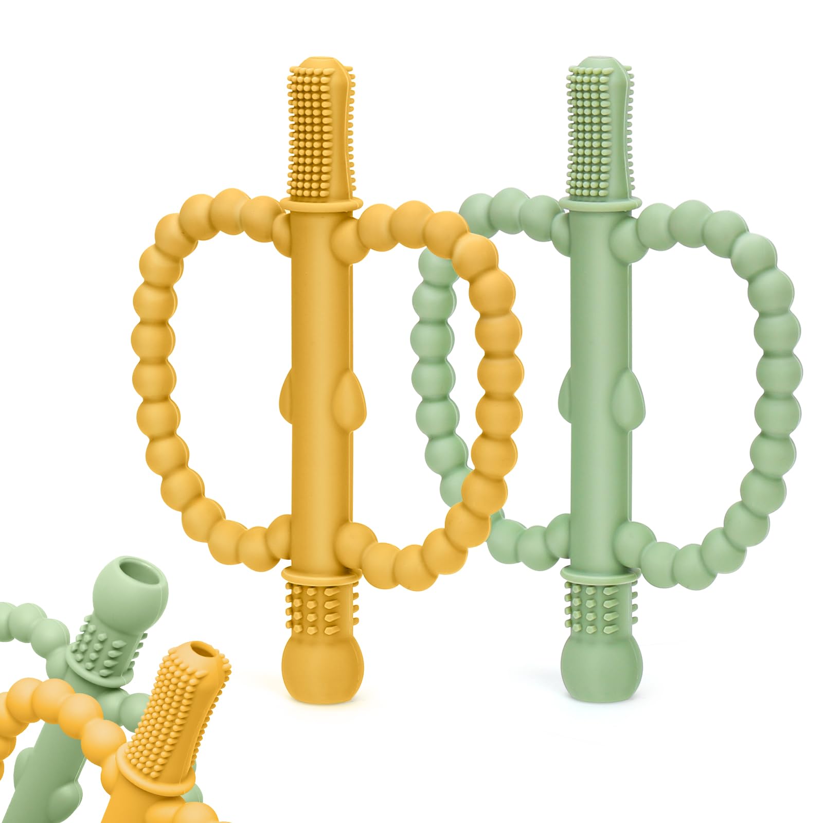 CLDY Teething Toys for Baby, Baby Teether Sensory Chew Toys, Teething Ring Made of Silicone BPA-Free, to Stimulate and Massage Sore Gums, Easy to Grasp Toy for Baby Teething Reliefy, 3 Months