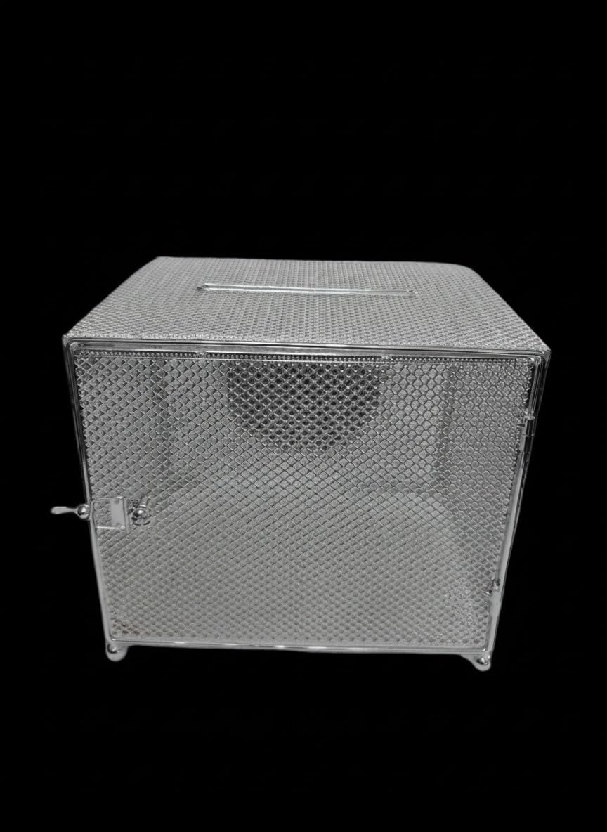 Urne de Cérémonie Mariage en Métal Argenté ou Doré, 26L x 21l x 23H cm, 1.5 kg