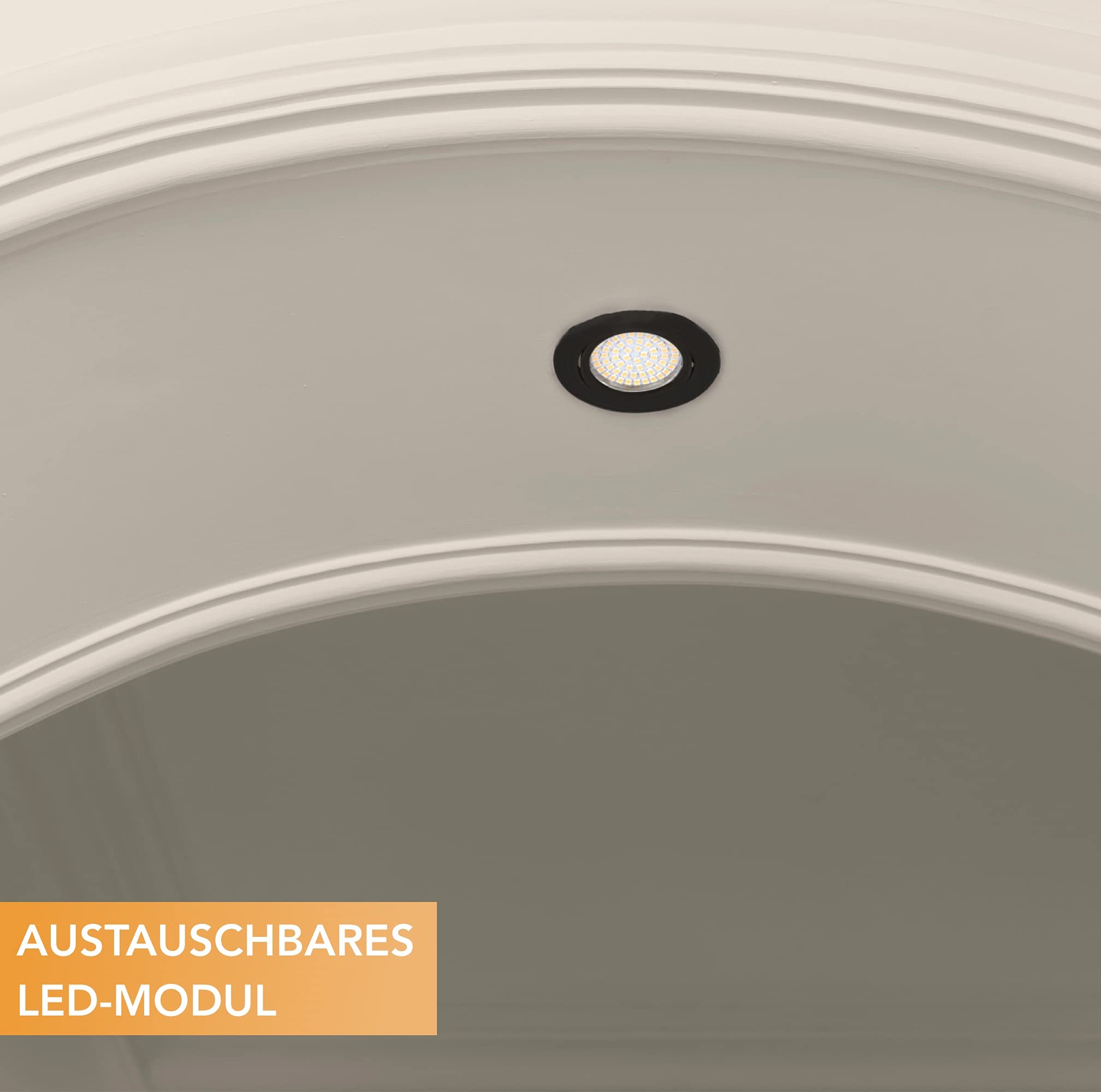 TEVEA Ultra Flach DIMMBAR Einbaustrahler - Schwarz Matt - 4W 230V LED Module austauschbar- Einbauspots - Einbauleuchten - 5er Pack (Neutralweiß - 4000K)