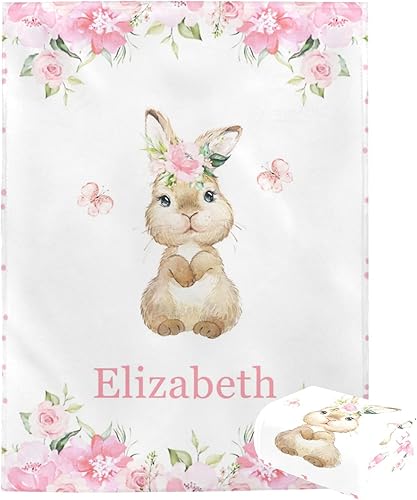 Miniatura 236 de Manta de bebé personalizada con nombre, mantas de bebé de elefante personalizadas para niñas, regalos de bebé, productos para bebés, mantas súper