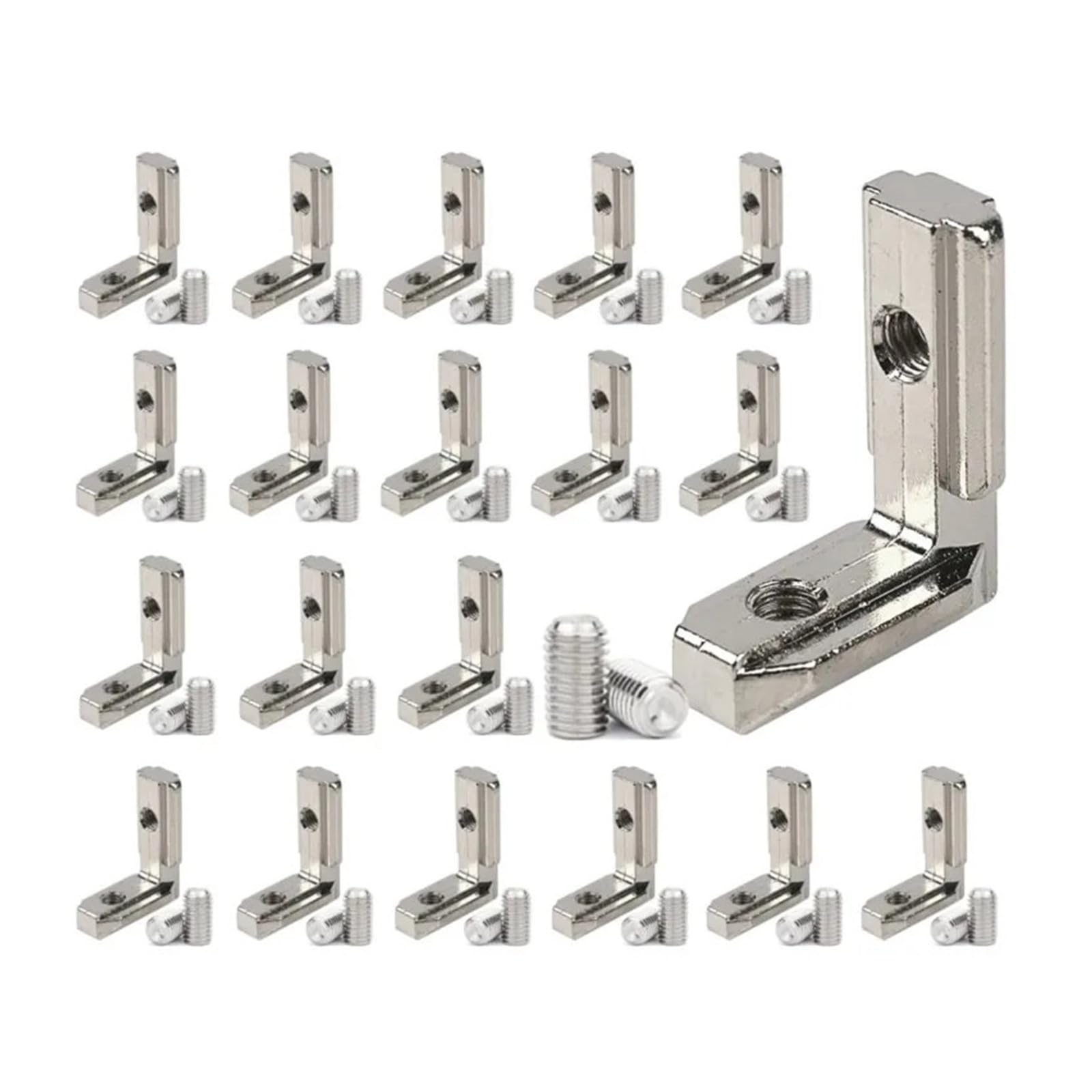 Hhb18i 4040-M6 20Pc Aluminum Extrusion Profiles 1515 2020 3030 Series L-Shape T Profile Bracket Joint With Screws(4040-M6)