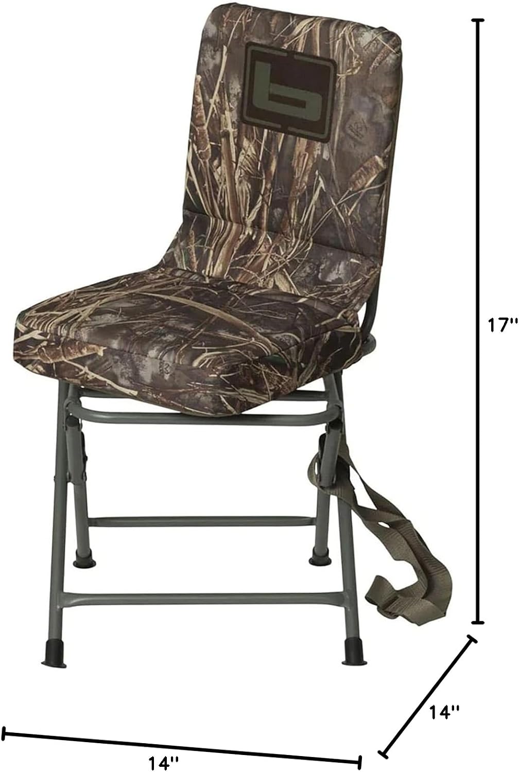 Banded Swivel Blind Chair – 360° Silent Rotation, Adjustable Legs, Padded Seat for Hunting (Realtree Max-7, Regular)
