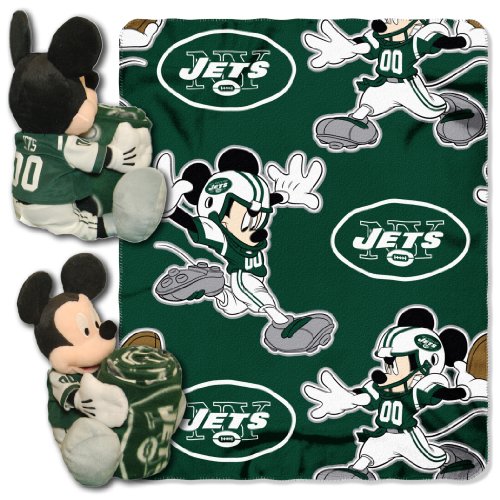 Northwest NFL New York Jets Unisex-Adult Character Hugger Pillow & Fleece Throw Blanket Set, 40