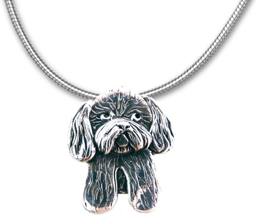 Sterling Silver Shih Tzu Puppy Large Pendant