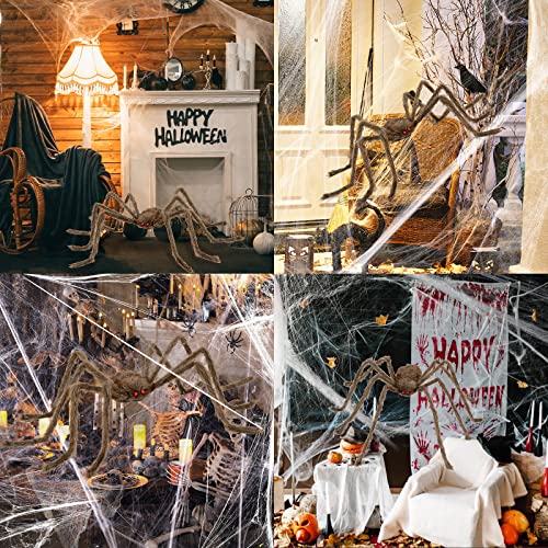 Halloween Spider Decorations, 50” Giant Spider With Dark Brown Hairy And Red Eyes, Halloween Larger Scary Fake Realistic Spider Props For Halloween Yard Garden Party Haunted House Home Outdoor Indoor #TOP4