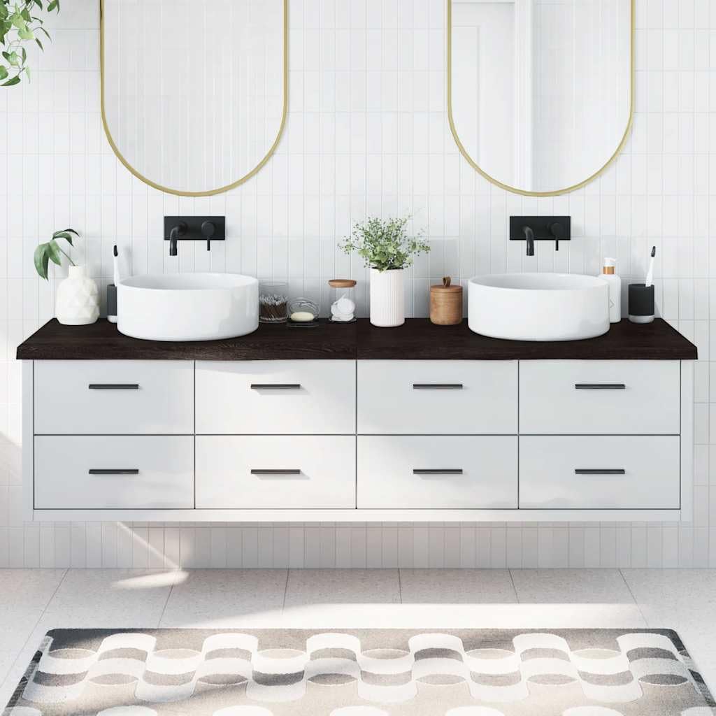 vidaXL Piano Bagno Marrone Scuro 200x50x(2-4) cm Legno Trattato