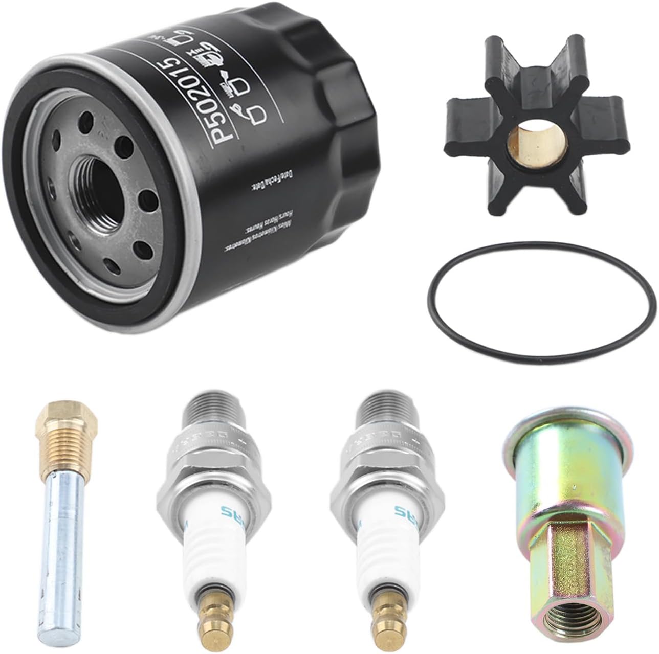Maintenance Service Kit for Kohler Marine Generator 4EF 5E 6EF 7.3E, Includes Fuel & Oil Filter, Impeller w/O-Ring, Zinc Anode and Spark Plugs, Replace 23-7762 23-7821 359978 260085 BPR4ES
