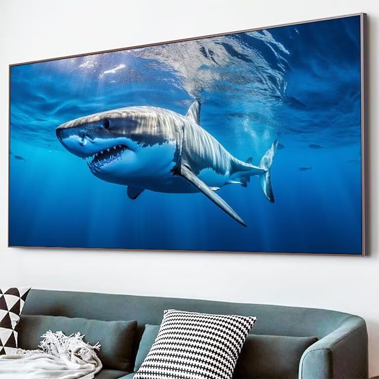 Peinture diamant 5D requin pour calmer l'anxiété et décorer un mur