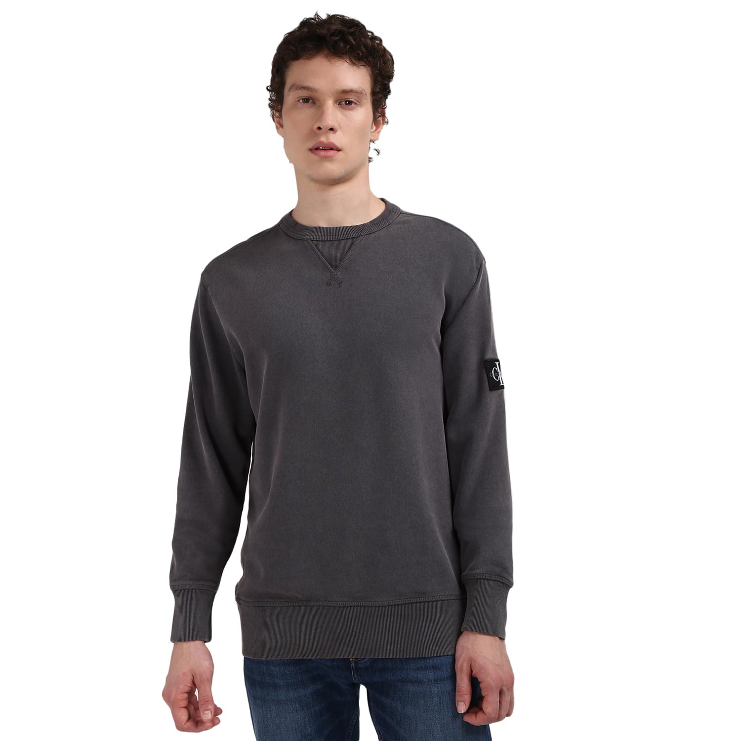 WASHED BADGE CREW NECK Sweatshirt Erkek