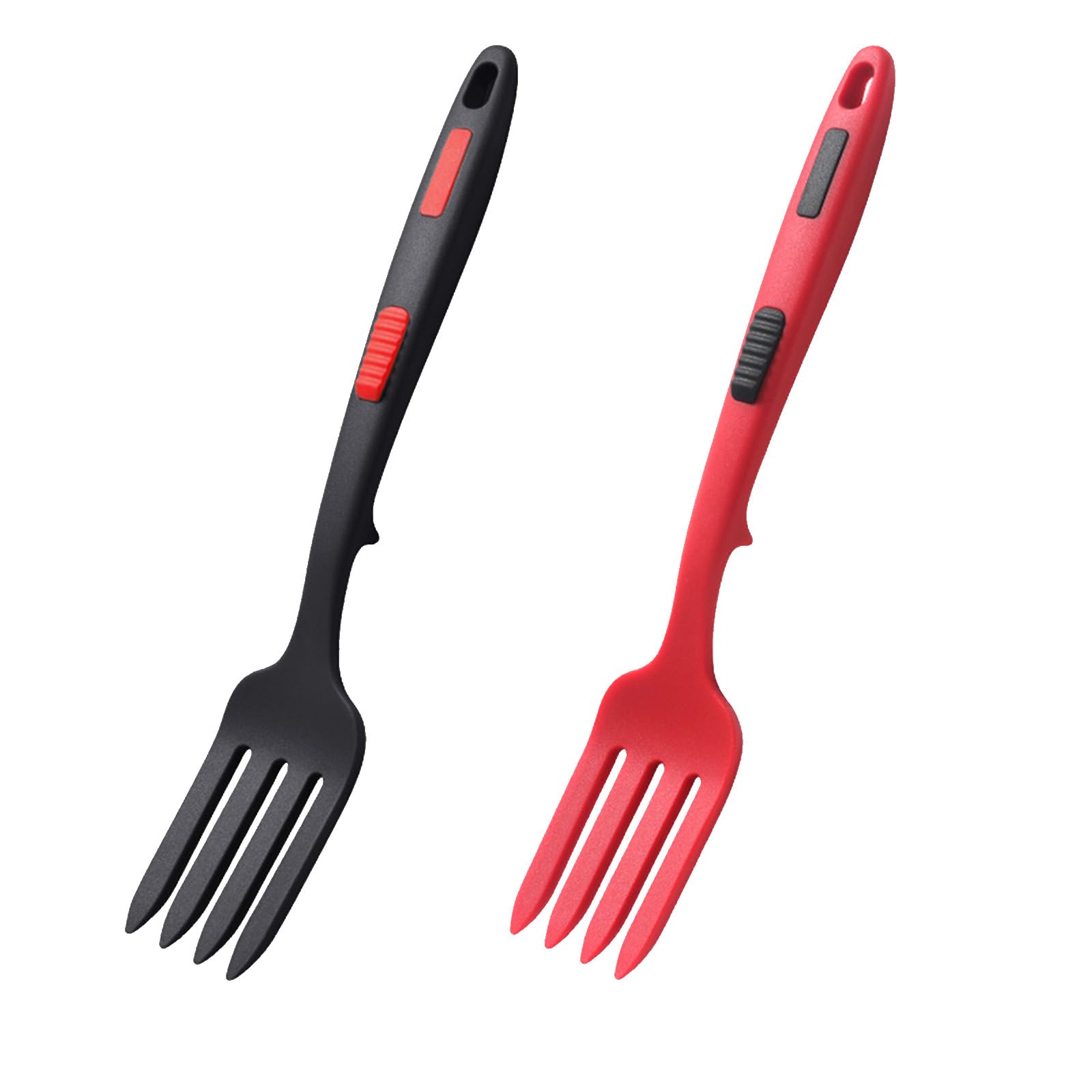 2 Pcs Silicone Flexible Fork, Heat-Resistant Cooking Fork, Multifunctional Nonstick Kitchen Fork Dishwasher Safe Blending Fork for Bake and Stir Mix Mash Ingredients(Black Red)