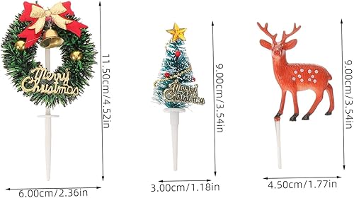 Miniatura 2 de 12pcs Christmas Cake Topper Bakery Picks Wreath Cupcake Toppers Cake Pick Topper Cocktail Pick Cocktail Toppers Christmas Cupcake Decorations
