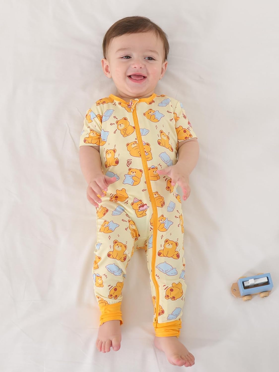 GUISBY Baby Footless Romper, Short Sleeve Zipper Pajamas for Baby Boys & Baby Girls Newborn-2T - Image 6