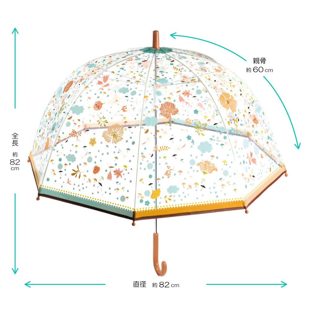 DJECO Parapluie adulte rose/marron avec des motifs floraux