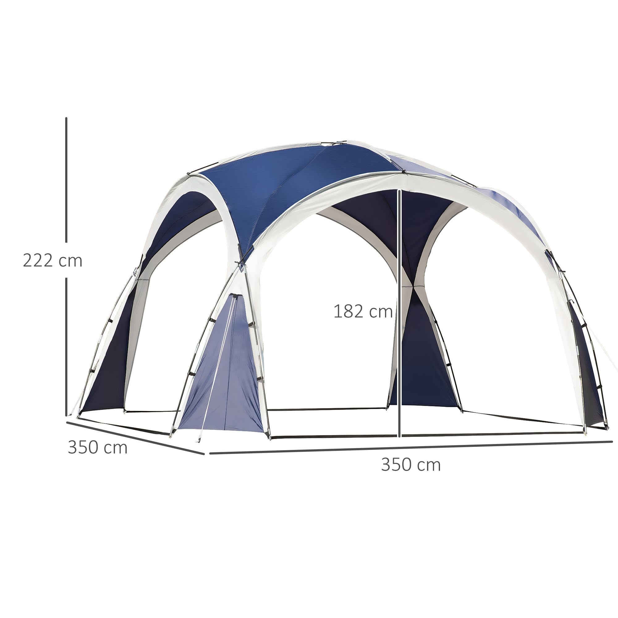 Outsunny Toldo Camping Plegable 3,5x3,5 m Impermeable Protección UV Azul