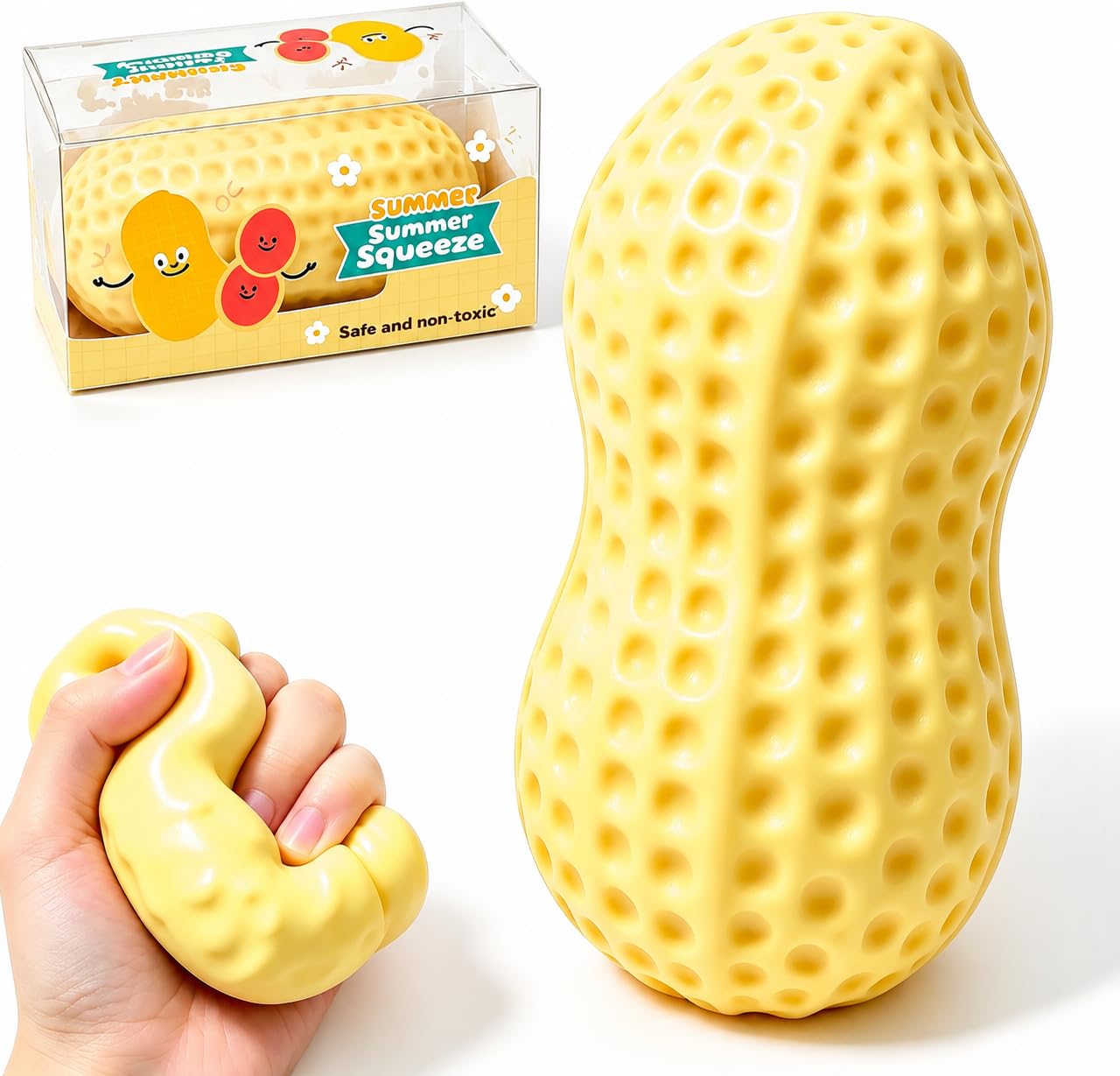 Crunchy Peanut Squishy Stress Ball, Bead Filled ASMR Fidget Squeeze Toy,