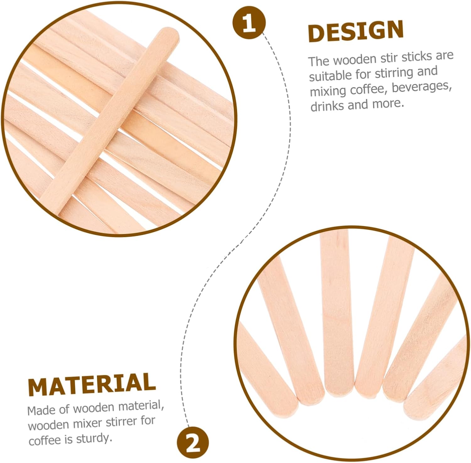 Luxshiny 500pcs Wooden Drink Stirrer Coffee Stick Smooth No Burrs Easy to Use Eco-friendly