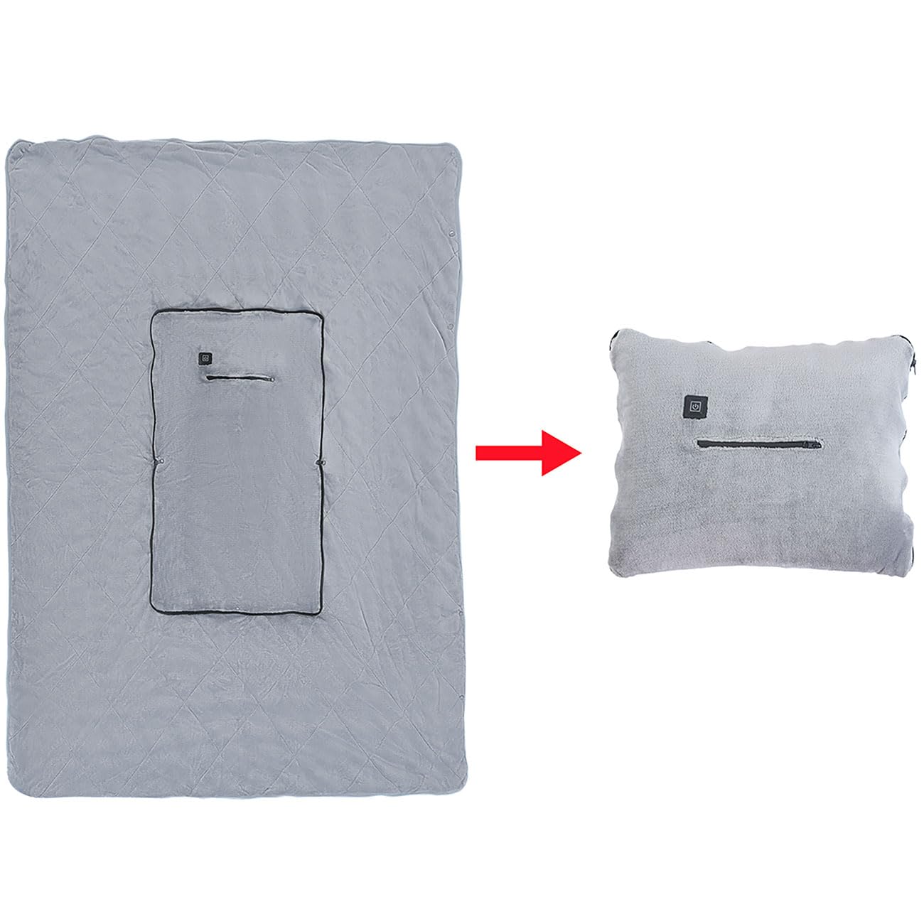 ideoon Heizdecke 135x180 cm aus Polarfleece mit Druckknöpfen, elektrische Wärmedecke mit 3 Stufen, auch als Heizkissen nutzbar, kuschelweiche Kuscheldecke
