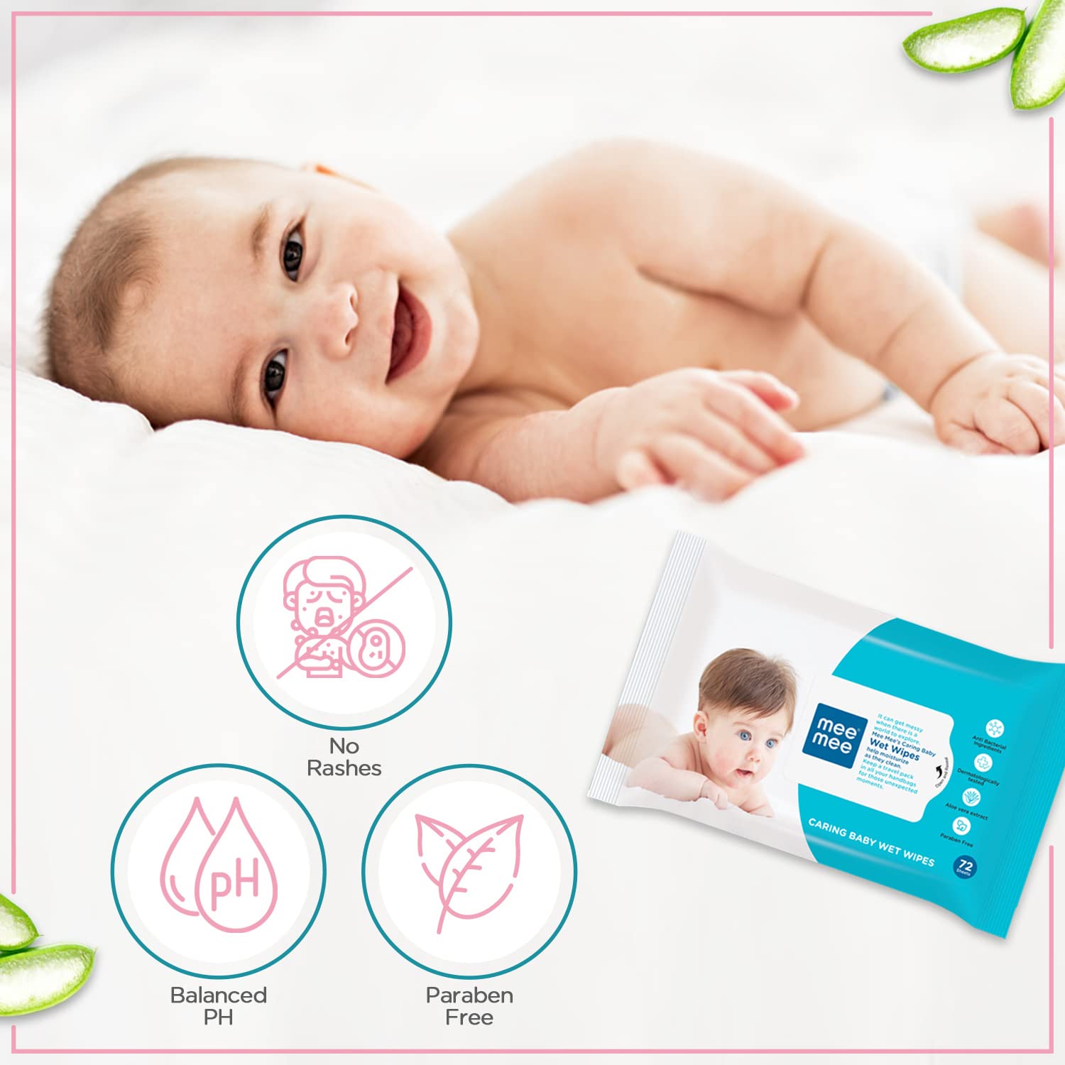 Mee Mee Soft Gentle Baby Wet Wipes (Pack of 5 × 72 wipes) | Aloe Vera & Vitamin E | Paraben & Sulphate Free | Gentle Cleansing for Babies 4