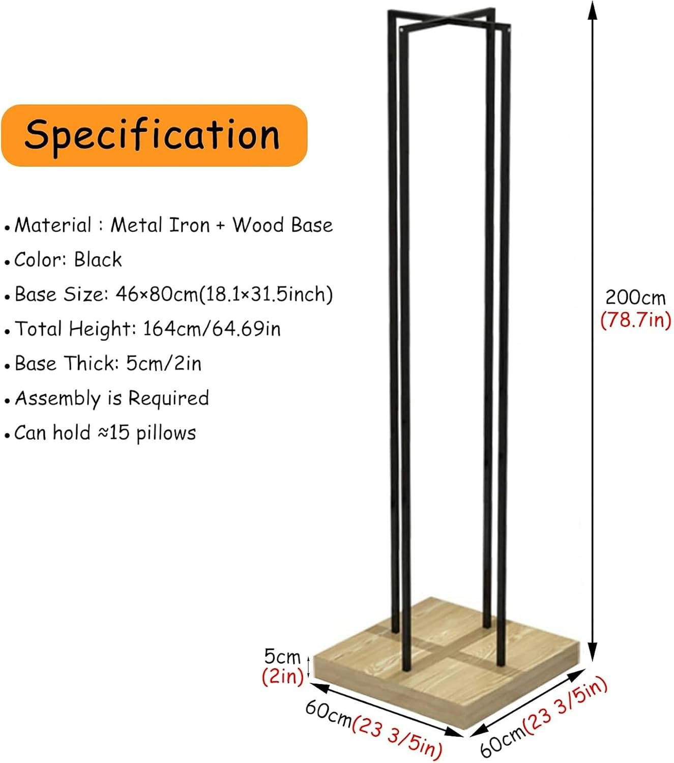 Large Capacity Vertical Storage Rack for Cushions & Pillows | Retail Clothing Store Organizer | Iron Frame Textile Display Stand with Wooden Base for Home & Commercial Use image 2