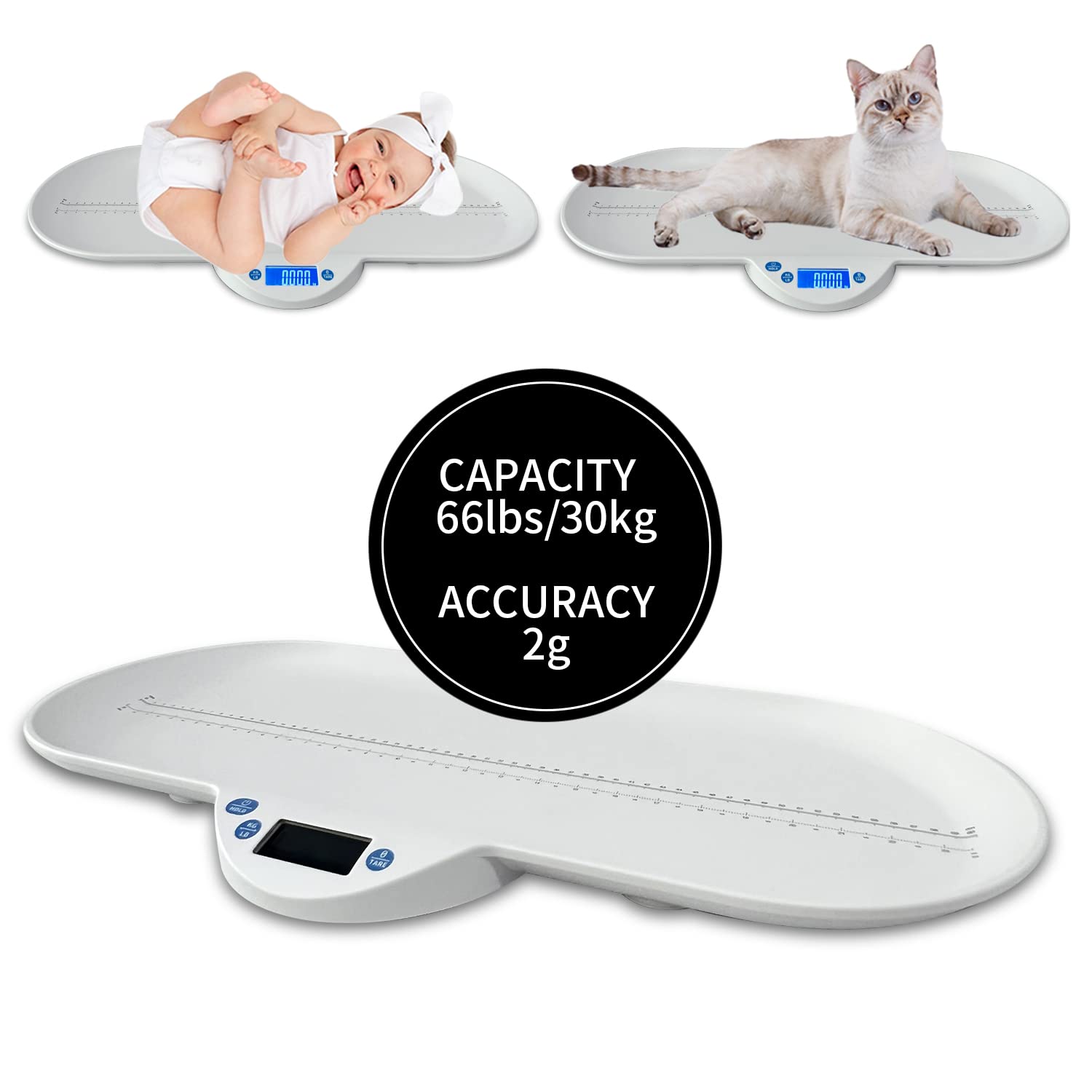 Bilancia per animali domestici, bilancia per bambini, bilancia elettronica multifunzionale adatta per adulti e piccoli animali come neonati, gattini e cuccioli, stabile