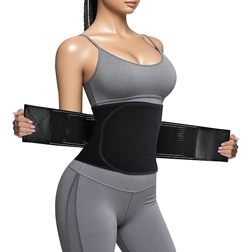 LKV Waist Trainer Belt for Women Adjustable, Waist Cincher Trimmer with Back Support Bars - Slimming Body Shaper Belt