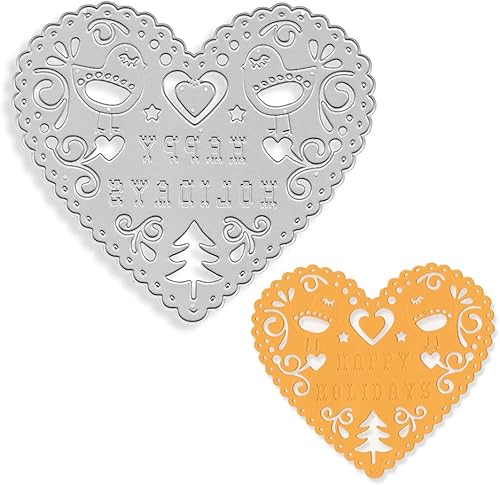 Troqueles de corte de palabras navideñas para hacer tarjetas, marco de corazón, troquelado de metal, árbol de Navidad, plantilla de plantilla para