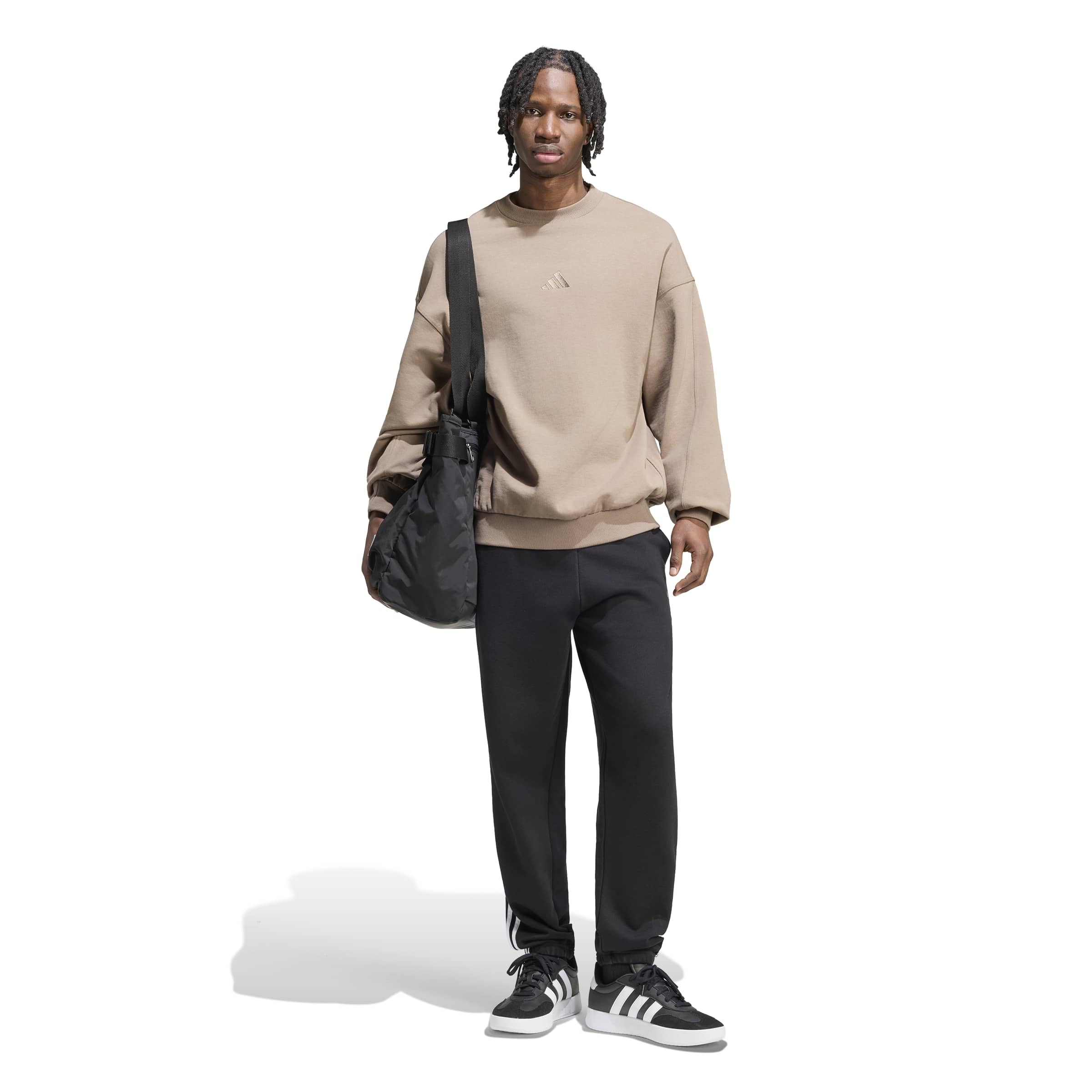 adidas Hombre Essentials 3-Stripes French Terry Tapered Cuffed Pants, Black/White, 3XL