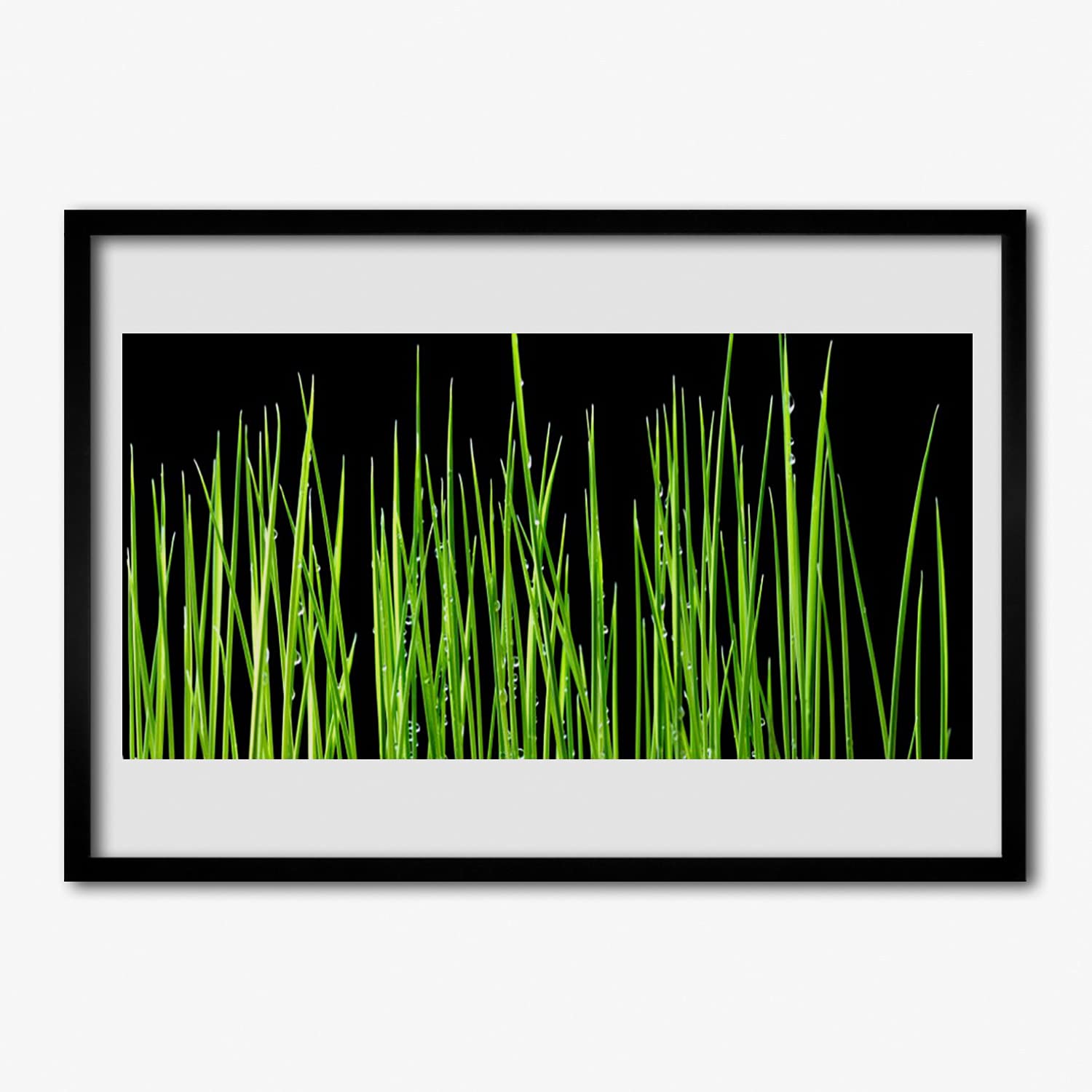 Tulup Marco Póster Cuadros Decorativos 100x70cm Cartel Enmarcado Arte Mural Cuadro de Pared Decoración Paredes de Sala, Dormitorios y Cocina - Planta de hierba