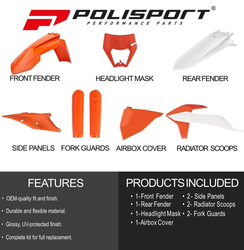 POLISPORT Polisport MX 91325 Replika z tworzywa sztucznego dla osób poszukujących jakości OEM Para Motocykl KTM, kolor OEM