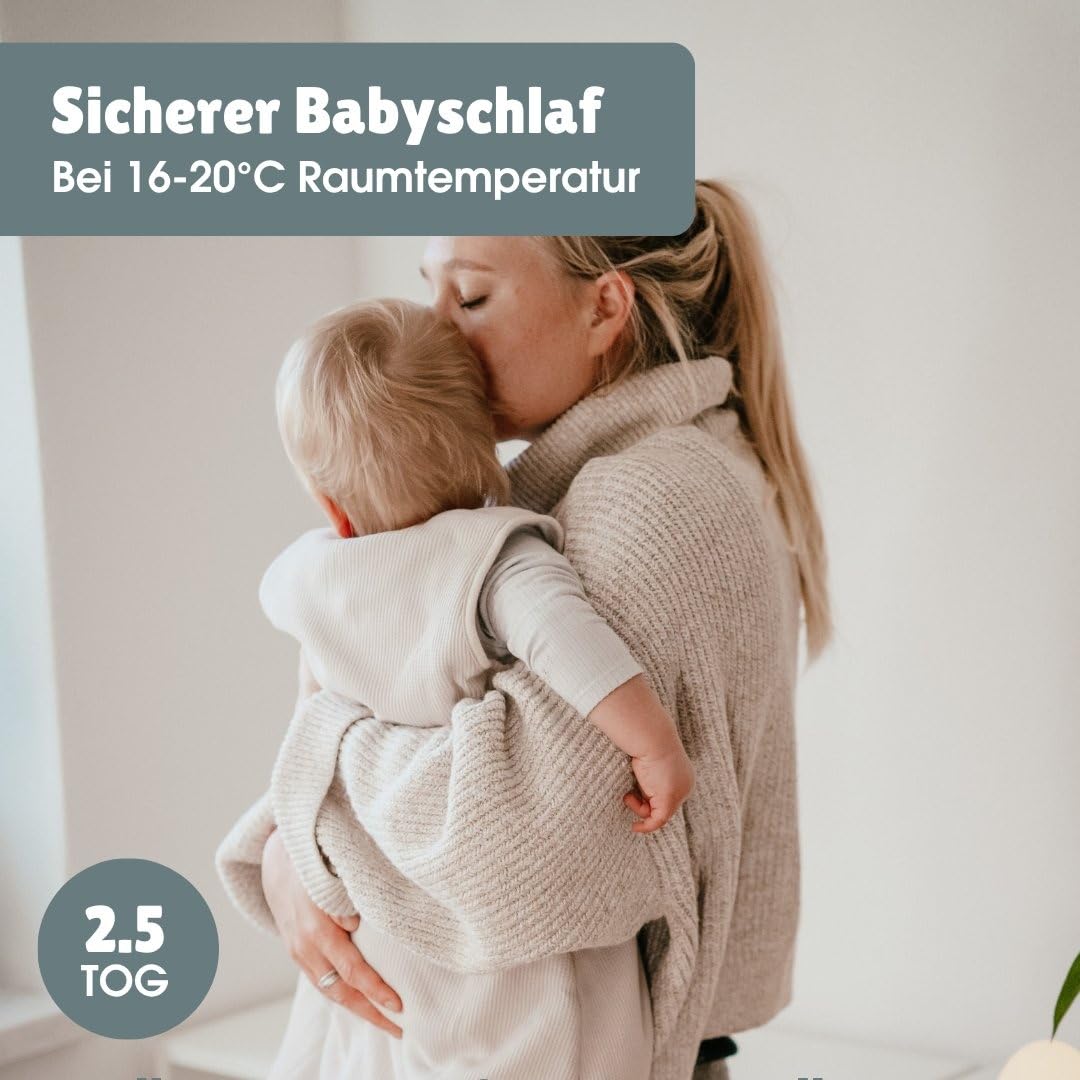 emma & noah Baby Schlafsack 2.5 TOG, Strampelsack für den Herbst und Winter in vielen Farben, Bio-Baumwolle, OEKO-TEX Zertifiziert, Schlafsack für Neugeborene (Essential Mint, 80 cm)
