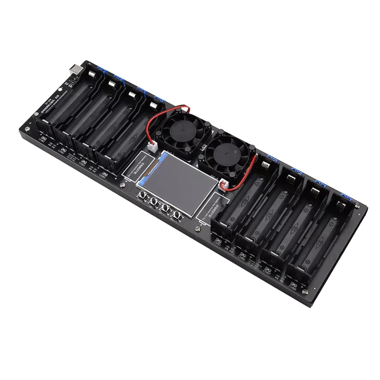 DC 5V 10A 8CH Battery Capacity Internal Resistance Tester with 2.4" LCD Screen Not Support Reverse Connection Protection