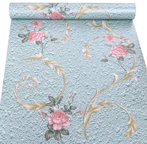 Image of NANA's Collections Blue Floral Design Wallpaper - Self-Adhesive Waterproof Peel & Stick Wall Paper for Living Room, Bedroom, Kitchen - 45cm x 800cm Roll